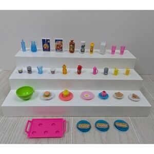 Barbie Doll Kitchen Accessories Tray Food Plates Drinks bottle cups